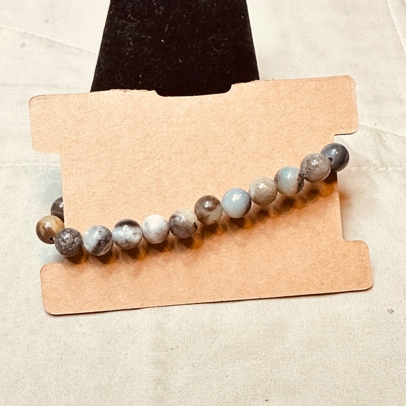 Moss Agate Crystal Beaded Stretchy Bracelet - Picture 3 of 10